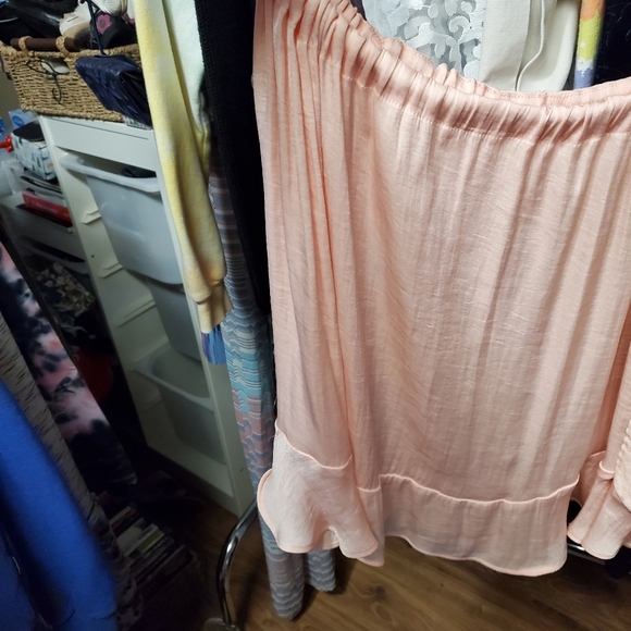 Free People one shoulder satiny ruffled blouse - Picture 2 of 8